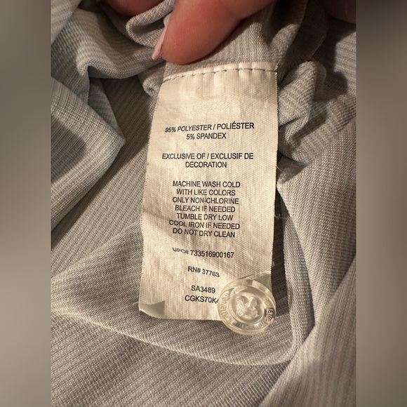 Callaway Golf Polo Shirt Men’s Large Gray White Performance Stripe Short Sleeve - Picture 5 of 7